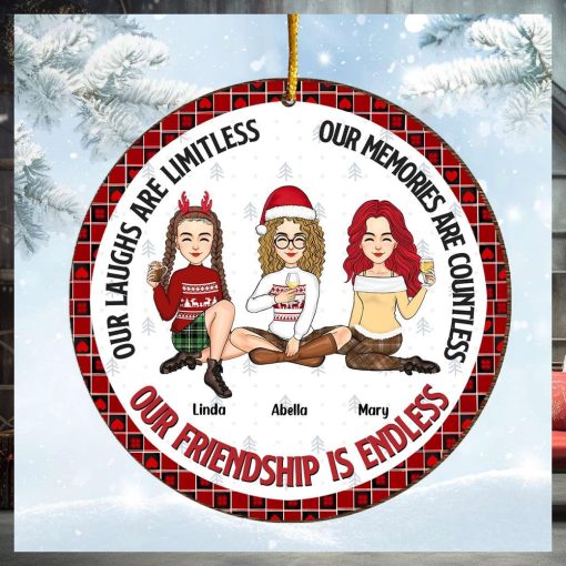 Our Friendship Is Endless   Personalized Wooden Ornament For Besties
