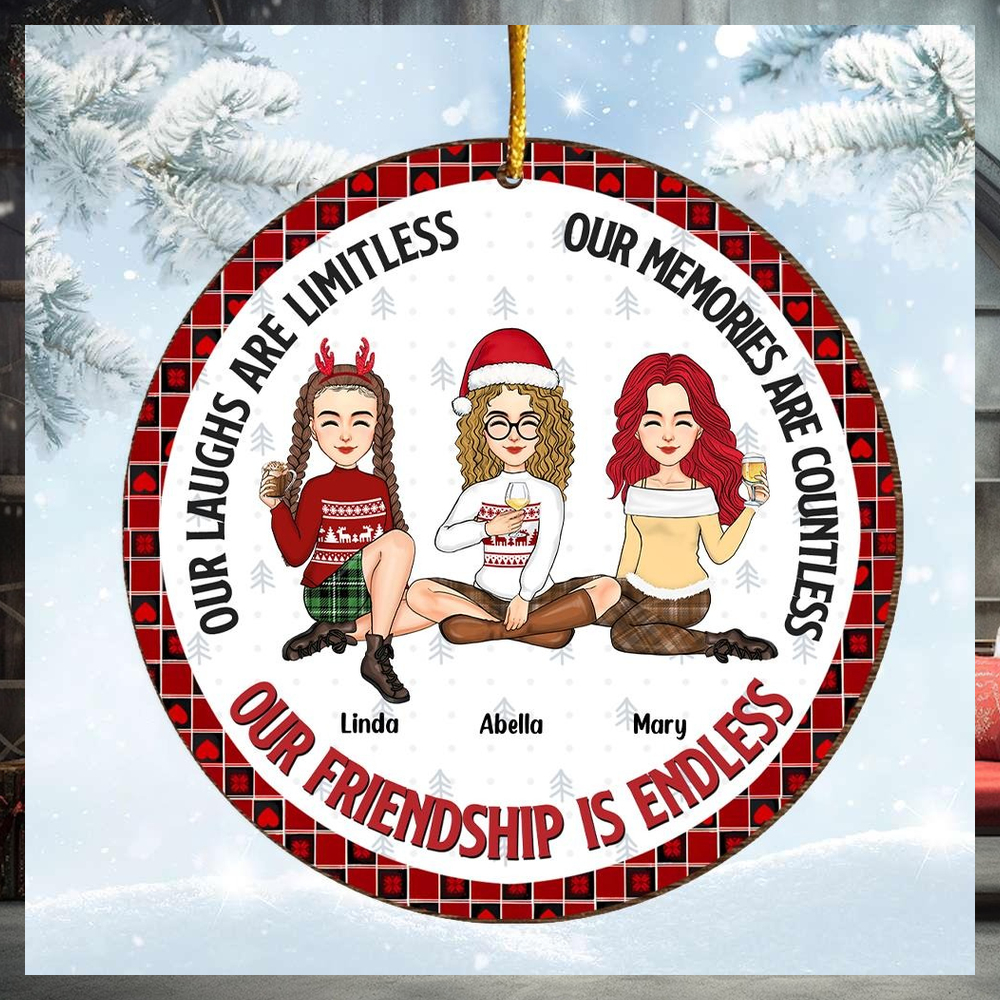Our Friendship Is Endless Personalized Wooden Ornament For Besties Our Friendship Is Endless Personalized Wooden Ornament For Besties