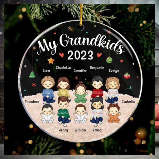 Our Grandkids Christmas 2023   Family Personalized Custom Ornament   Acrylic Round Shaped   Christmas Gift For Family Members