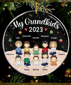 Our Grandkids Christmas 2023   Family Personalized Custom Ornament   Acrylic Round Shaped   Christmas Gift For Family Members