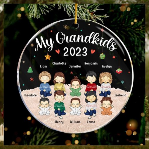 Our Grandkids Christmas 2023   Family Personalized Custom Ornament   Acrylic Round Shaped   Christmas Gift For Family Members