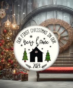 Our first Christmas in our new home ornament for holiday decorating. Christmas gift for couples. Milestone Decorations year 2023 ORN KS 6