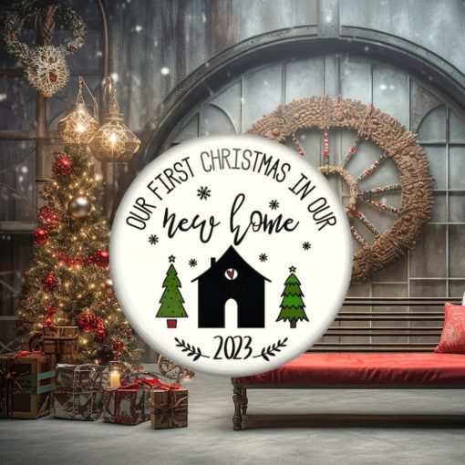 Our first Christmas in our new home ornament for holiday decorating. Christmas gift for couples. Milestone Decorations year 2023   ORN KS 6