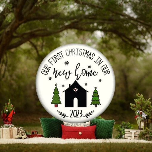 Our first Christmas in our new home ornament for holiday decorating. Christmas gift for couples. Milestone Decorations year 2023   ORN KS 6