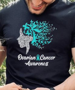 Ovarian cancer awareness butterfly teal ribbon shirt