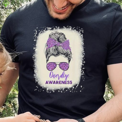 Overdose awareness Warrior messy hair bun Purple Ribbon T Shirt