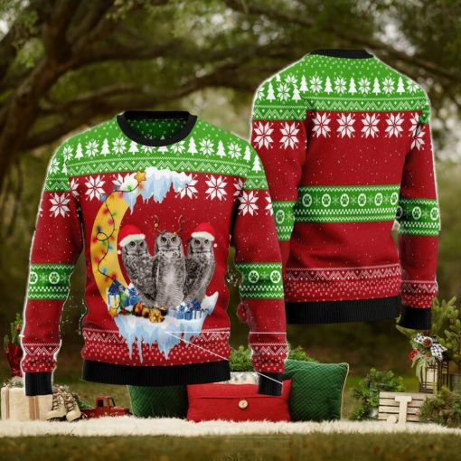 Owl Love Moon Xmas All Over Printed 3D Ugly Christmas Sweater Christmas Gift For Men And Women