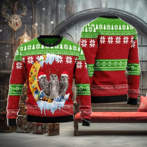 Owl Love Moon Xmas All Over Printed 3D Ugly Christmas Sweater Christmas Gift For Men And Women