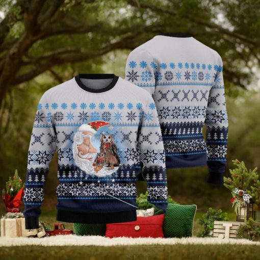 Owl Love Santa Moon Ugly 3D Sweater Gift For Men And Women