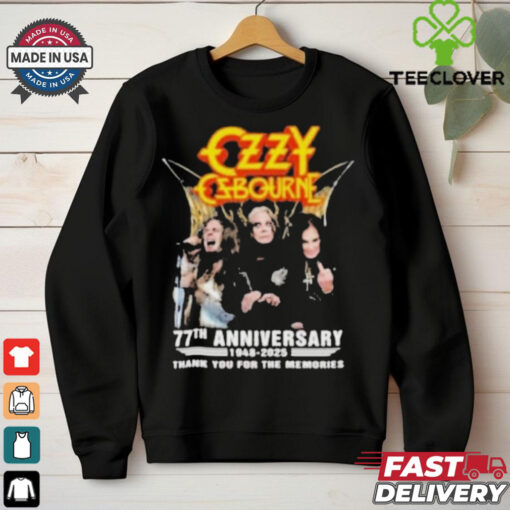 Ozzy Osbourne 77th Anniversary 1948 2025 Thank You For The Memories T Shirt