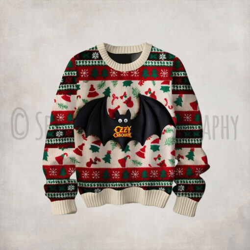 Ozzy Osbourne Bat Christmas Ugly Sweater