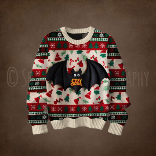 Ozzy Osbourne Bat Christmas Ugly Sweater