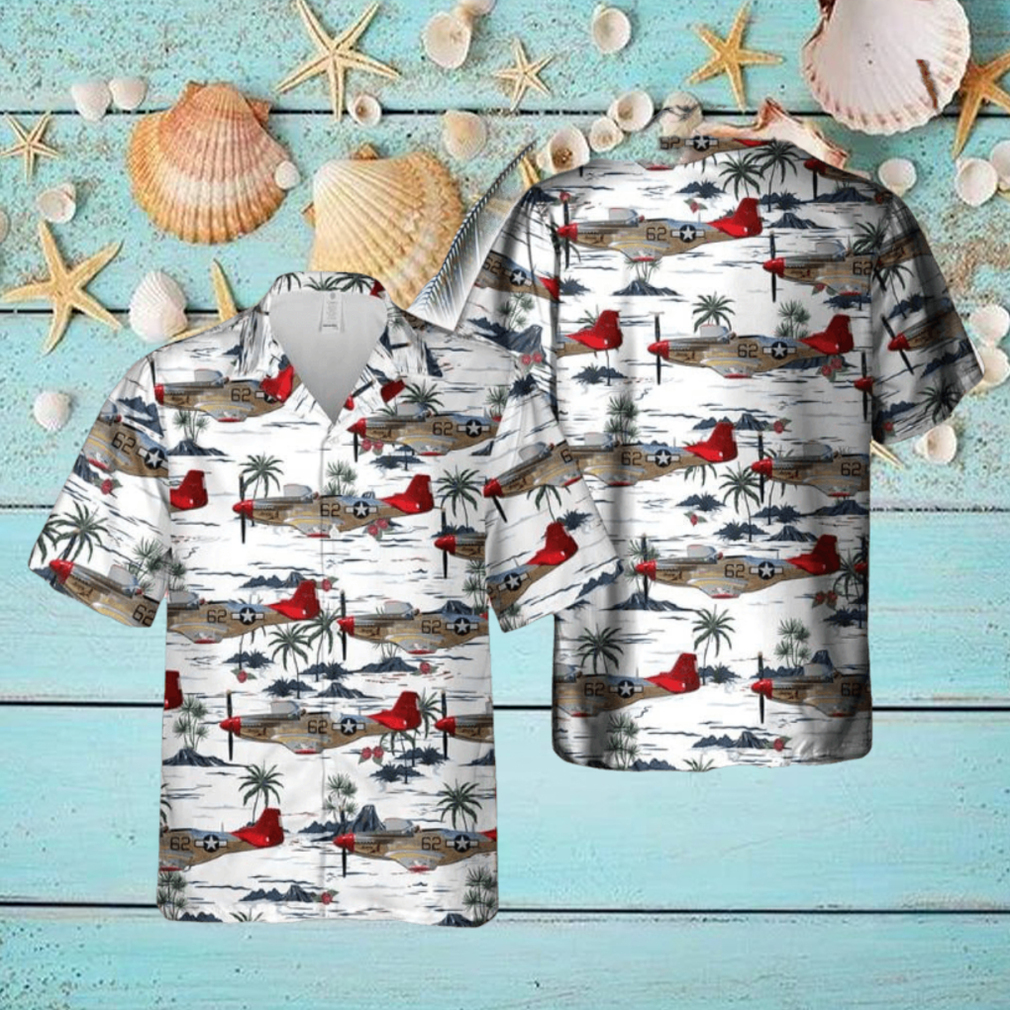 P 51 Red Tail Mustang Bunny Hawaiian Shirt