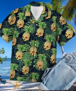 Pineapple Skull Black Hawaiian Shirt Summer Skull Hawaiian Shirt