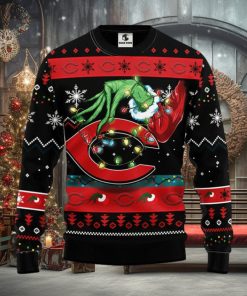 Cincinnati Reds Funny Grinch Christmas Ugly Sweater