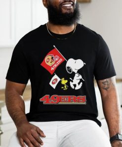 The Peanuts Snoopy And Woodstock San Francisco 49ers Football Flag Shirt