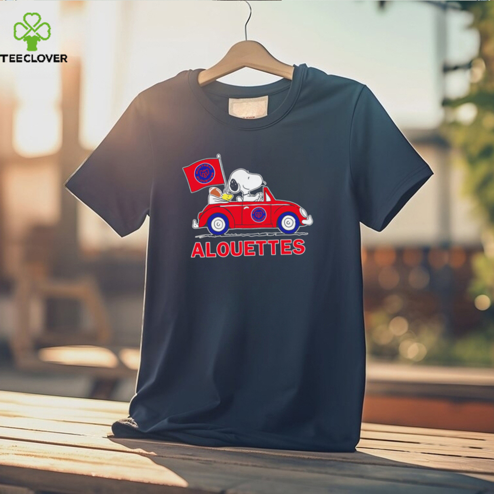 Snoopy drive a car Alouettes football flag logo gift shirt Snoopy drive a car Alouettes football flag logo gift shirt