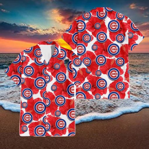 Chicago Cubs Big Red Hibiscus Lover 3D Hawaiian Shirt Summer Gift For Fans