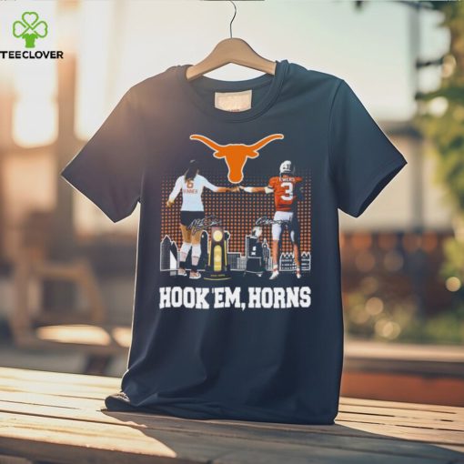 Official Madisen Skinner And Quinn Ewers Texas Hook ‘Em, Horns Signatures Shirt