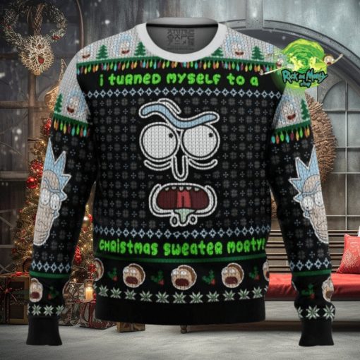 I Turned Myself Into A Christmas Sweater Rick And Morty Ugly Christmas Sweater