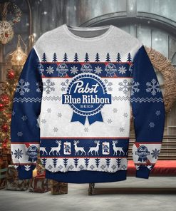 Pabst Blue Ribbion Beer Ugly Knitted Whiskey Christmas 3D Sweater For Men And Women