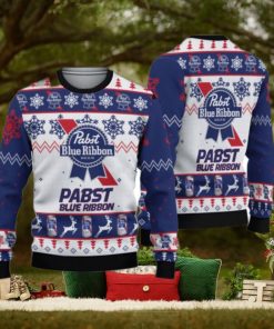 Pabst Blue Ribbon Beer Christmas Ugly Sweater