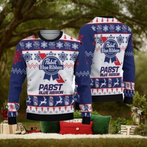 Pabst Blue Ribbon Beer Christmas Ugly Sweater