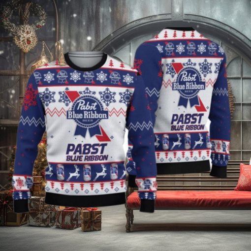 Pabst Blue Ribbon Beer Christmas Ugly Sweater