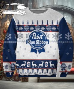 Pabst Blue Ribbon Customs Woolen Christmas Ugly Sweater