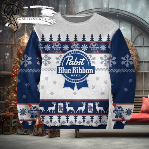 Pabst Blue Ribbon Customs Woolen Christmas Ugly Sweater