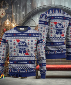 Pabst Blue Ribbon Festive All Over Ugly Sweater