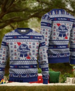 Pabst Blue Ribbon Festive All Over Ugly Sweater