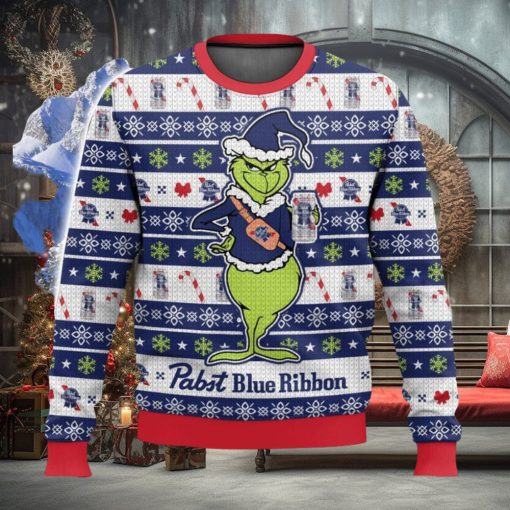 Pabst Blue Ribbon Grinch 3D Christmas Sweater Ugly Christmas Sweater Christmas Gift Ideas