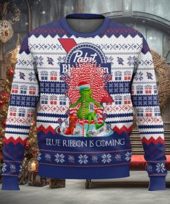 Pabst Blue Ribbon Is Coming Ugly Christmas Sweater 2023 Christmas Gift 3D Sweater