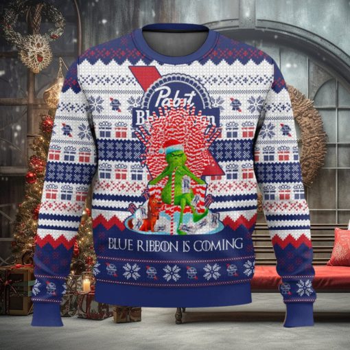 Pabst Blue Ribbon Is Coming Ugly Christmas Sweater 2023 Christmas Gift 3D Sweater