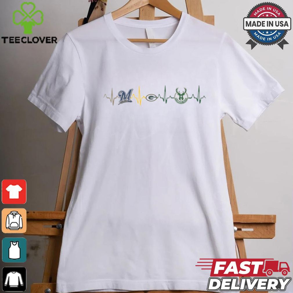 Packers Brewers Bucks Heartbeat Shirt Packers Brewers Bucks Heartbeat Shirt