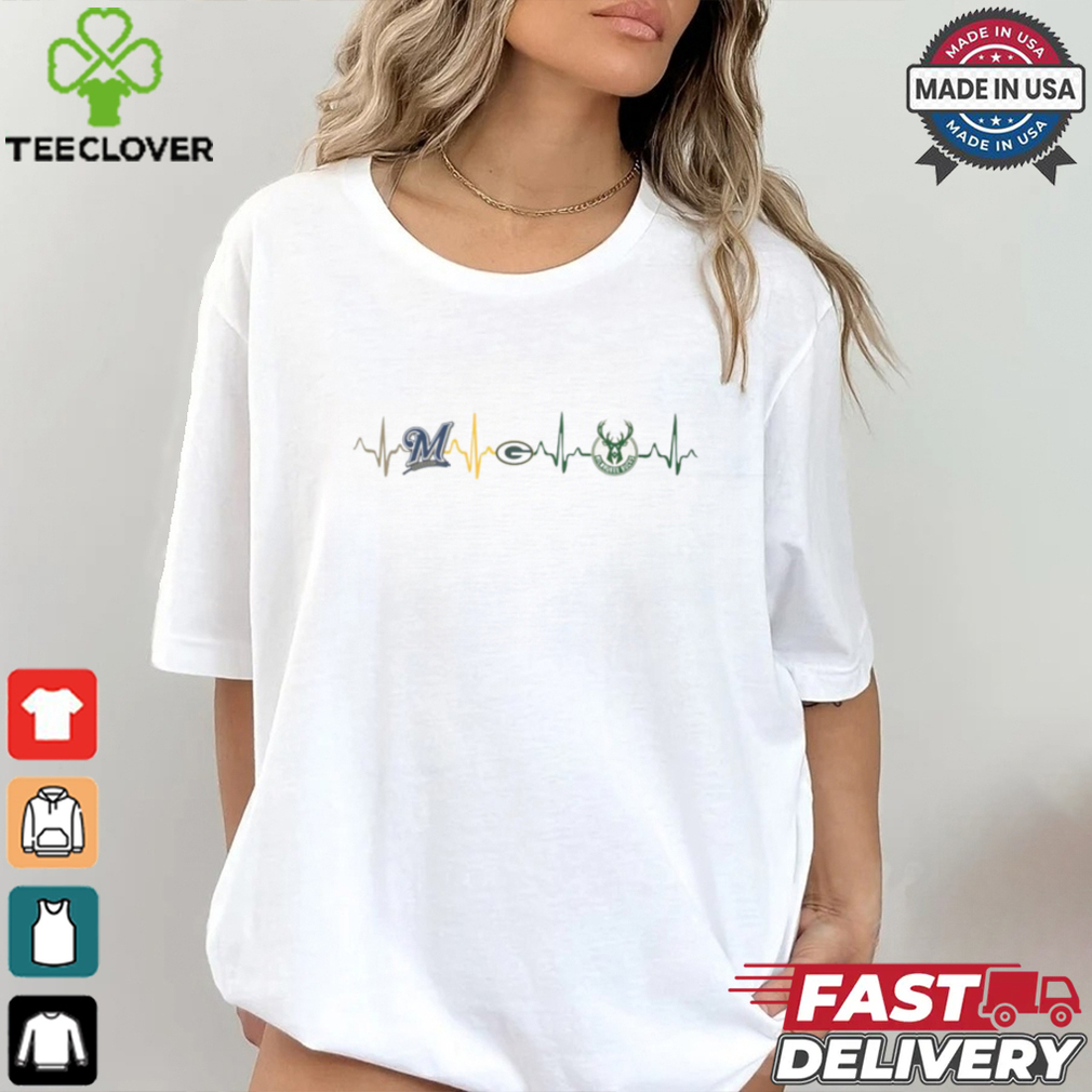 Packers Brewers Bucks Heartbeat Shirt Packers Brewers Bucks Heartbeat Shirt