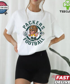 Packers Football NFL Rush Zone Cartoon Character Shirt featuring a fun, animated design of the Green Bay Packers’ mascot and characters from the NFL Rush Zone, perfect for fans who love a playful, energetic take on their team pride.
