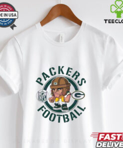 Packers Football NFL Rush Zone Cartoon Character Shirt featuring a fun, animated design of the Green Bay Packers’ mascot and characters from the NFL Rush Zone, perfect for fans who love a playful, energetic take on their team pride.