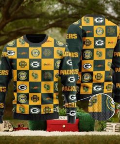 Packers Logo Checkered Flannel Design Knitted Ugly Christmas Sweater