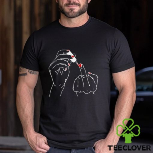 Painted Middle Finger Nail T Shirt