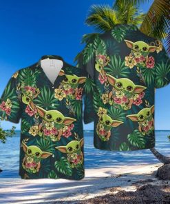Palm Leaves Baby Yoda Star Wars Funny Hawaiian Shirts Beach Gift For Dad
