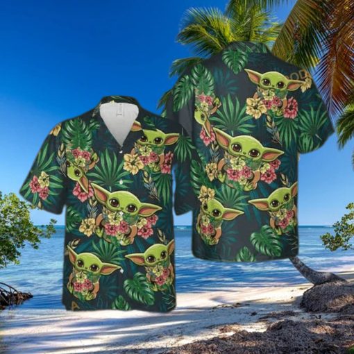 Palm Leaves Baby Yoda Star Wars Funny Hawaiian Shirts Beach Gift For Dad