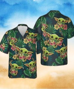 Palm Leaves Baby Yoda Star Wars Funny Hawaiian Shirts Beach Gift For Dad
