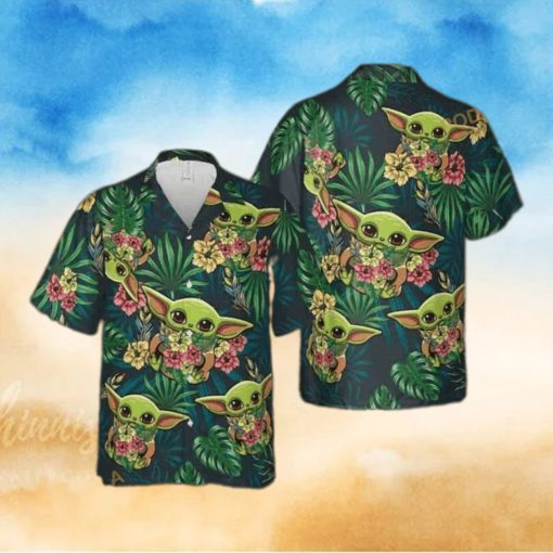 Palm Leaves Baby Yoda Star Wars Funny Hawaiian Shirts Beach Gift For Dad