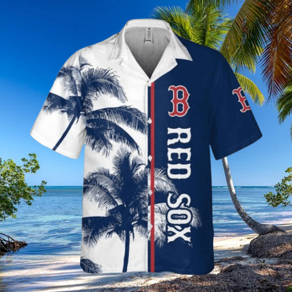 Palm Tree Breeze Boston Red Sox Split Hawaiian Shirt Palm Tree Breeze Boston Red Sox Split Hawaiian Shirt