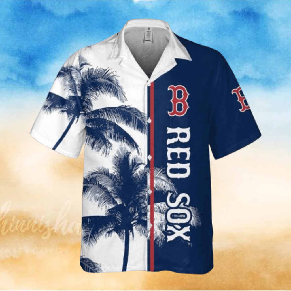 Palm Tree Breeze Boston Red Sox Split Hawaiian Shirt Palm Tree Breeze Boston Red Sox Split Hawaiian Shirt
