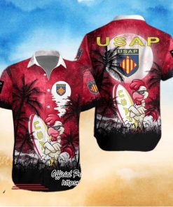 Palm Tree Surf Board Chicken Black Red Hawaiian Shirt