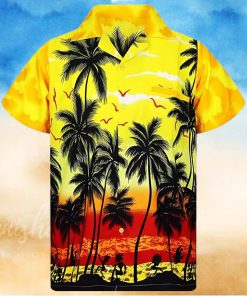 Palm tree yellow high quality unisex hawaiian shirt