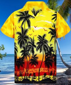 Palm tree yellow high quality unisex hawaiian shirt